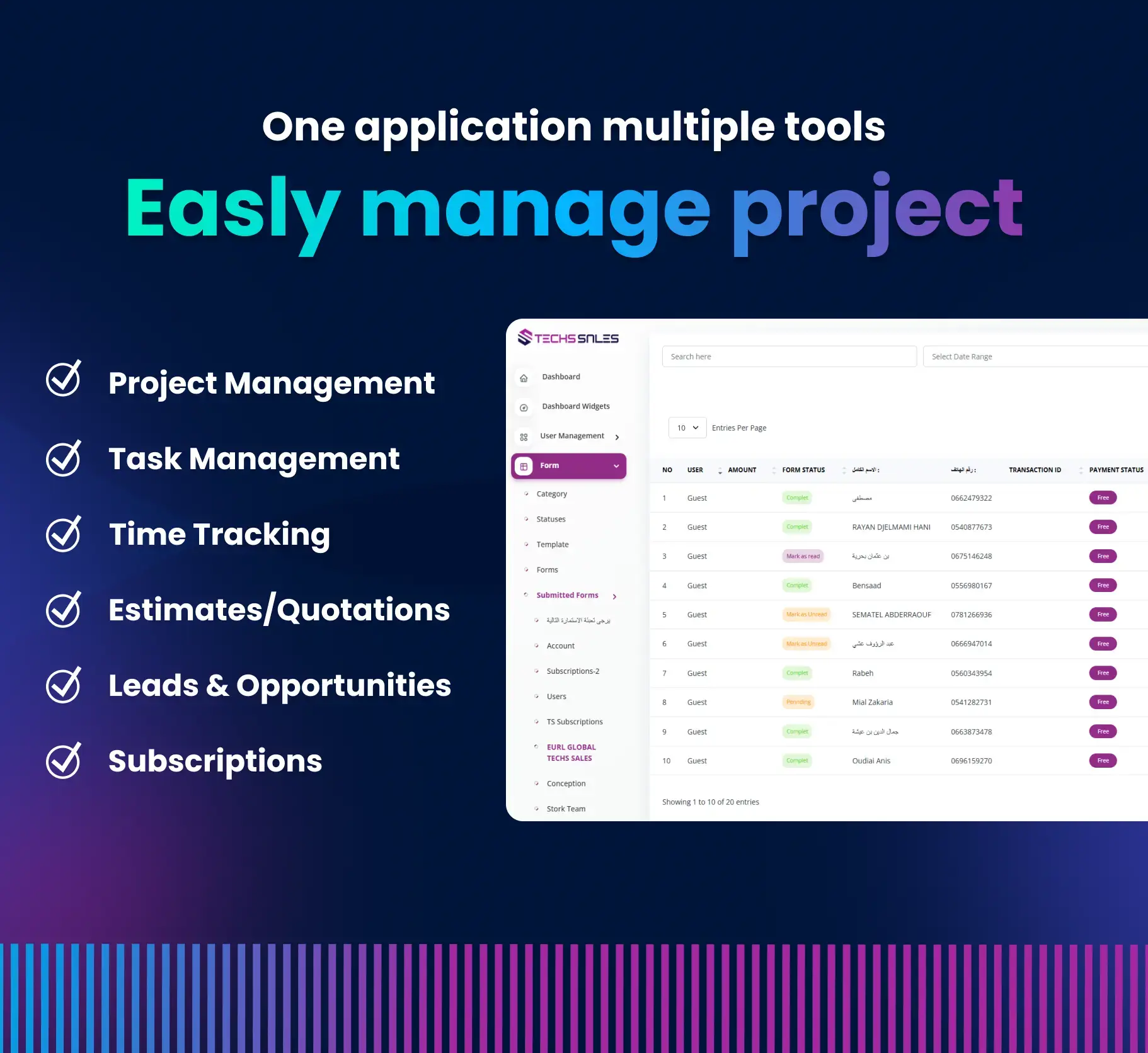 Manage tasks, teams, and timelines—all within your CRM